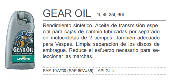 ACEITE MOTOREX GEAR OIL 10W30 1L.